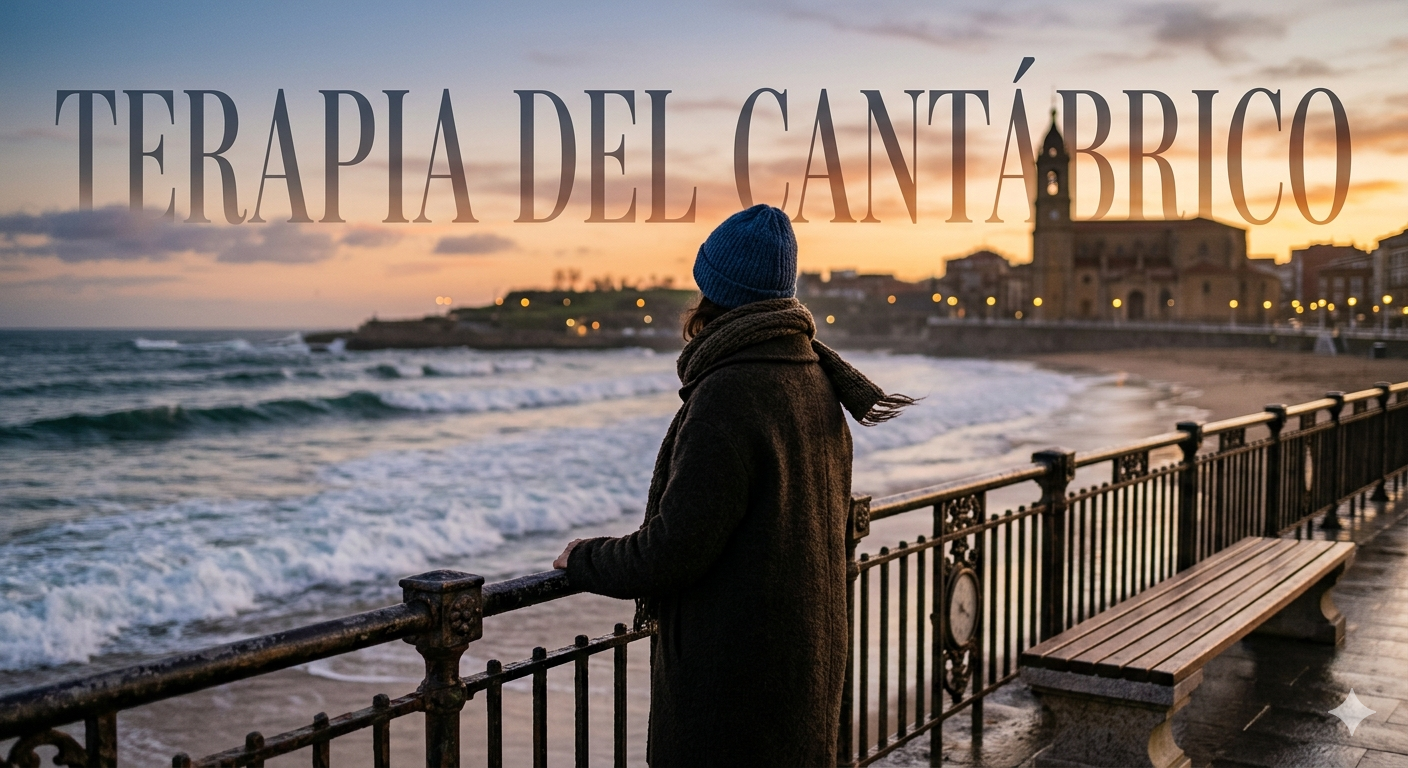 Persona paseando y mirando el mar en el Muro de San Lorenzo de Gijón para mejorar su bienestar.