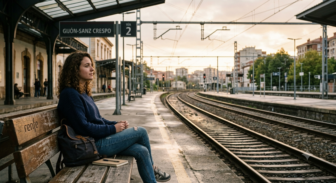 Persona reflexionando sobre sus metas vitales y superando la crisis de edad en Gijón.